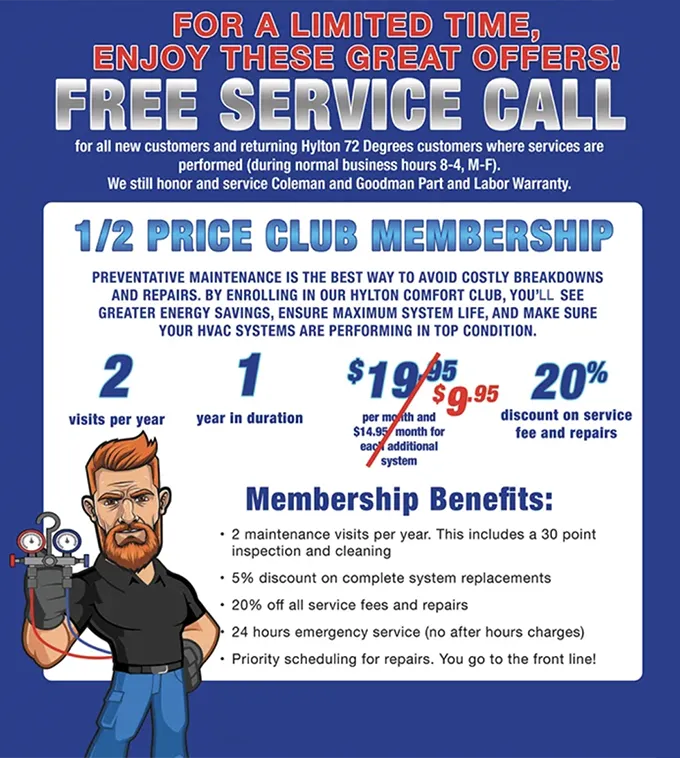 half price offer for Hylton Comfort Clum Membership